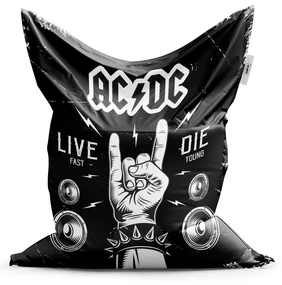 Sablio Sedací vak ACDC Live fast, die young - 200x140 cm