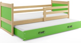 Posteľ s prístelkou RICO 2 200x90 Borovica - Zelená