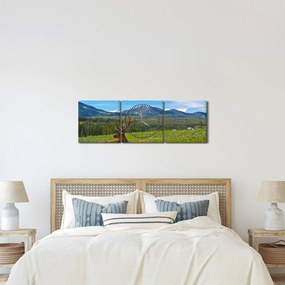 Obraz - Jeleň v lúke (s hodinami) (90x30 cm)