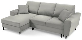 Svetlosivá menčestrová rozkladacia/s úložným priestorom rohová pohovka (ľavý roh/s leňoškou) Kyoto – Cosmopolitan Design