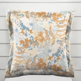 Biante Zamatová obliečka na vankúš s lemom Tamara TMR-043 Hnedo-modré designové rastliny 40 x 60 cm