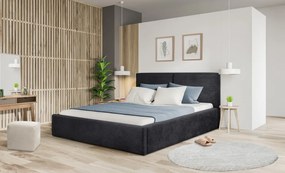 Posteľ Inez 180x200 cm, čierna štruktúrovaná látka