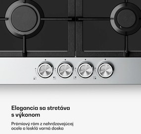 Klarstein Verosteel plynová varná doska, 4 horáky, elektrické zapaľovanie, kompatibilná s zemným plynom a LPG, 8000 W, 60 cm