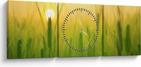 Obraz - Pole s obilím (s hodinami) (90x30 cm)