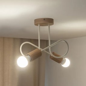 Prisadený luster OXFORD 2xE27/15W/230V borovica/krémová