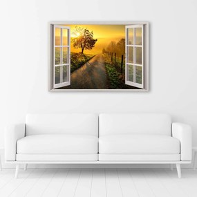 Gario Obraz na plátne Okno - západ slnka nad cestou Rozmery: 120 x 80 cm