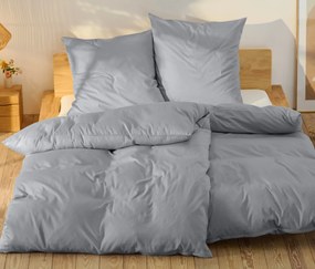 Posteľná bielizeň z bavlny a saténu, sivá, štandardná veľkosť