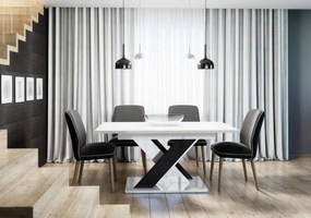 Rozkladací jedálenský stôl PEPAX - biely lesk / čierny lesk