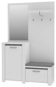 Predsieňová stena so zrkadlom HIRO biela/šedá