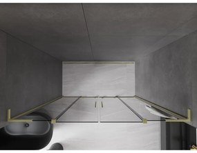 Mexen Velar L Duo, posuvné sprchové dvere do otvoru 180 cm, 8mm šedé sklo, zlatá matná, 871-180-003-42-55