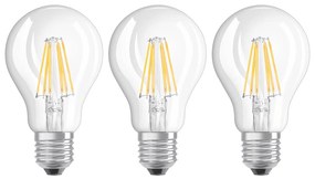 Filament LED žiarovka E27 6W teplá biela sada 3 ks