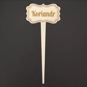 AMADEA Drevený zápich - ceduľka na bylinky Koriander, výška 20 cm, český výrobok