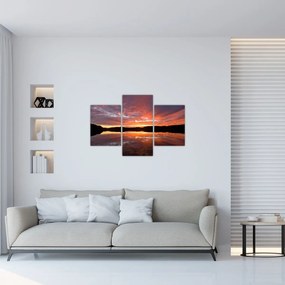 Obraz - Západ slnka nad jazerom (90x60 cm)