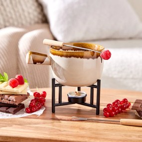 AU CHOCOLAT Čokoládové fondue, 2 vidličky – béžová