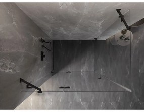 Mexen Lunar, 1-krídlový sprchový kút, ľavý, 90 x 80 cm, 8mm číre sklo, čierny profil, 834-090-080-70-00-L