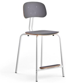 Školská stolička YNGVE, so 4 nohami, biela, antracit, V 610 mm