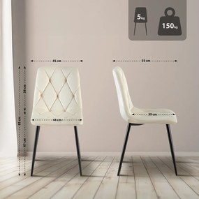 Jedálenská stolička Clairton zamat - krémová