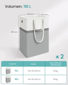 Set dvoch košov na bielizeň 2x110L LCB210G02