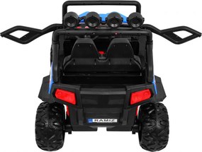 Ramiz Terénna bugina Strong pre deti modrá + pohon 4x4 + diaľkové ovládanie + nosič batožiny + rádio MP3 + LED