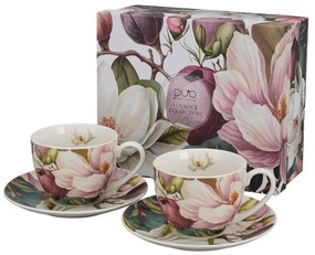 Porcelánová šálka s podšálkou Magnolie 270 ml sada 2ks