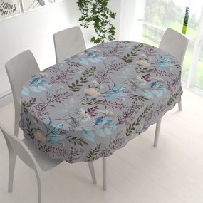 Biante Bavlnený oválny obrus Sandra SA-621 Jesenné vetvičky na modrosivom 50x100 cm