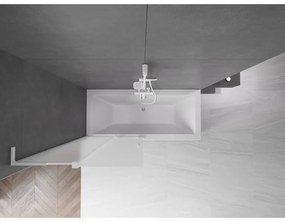 Mexen Velar L, 2-krídlová posuvná vaňová zástena 95 x 150 cm, 8mm sklo námraza, biela matná, 896-095-003-31-20