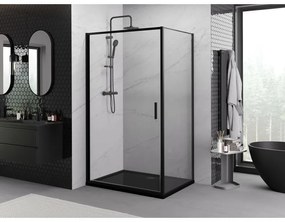 Mexen Exo, sprchovací kút s krídlovými dverami 100 x 90 cm, 6mm číre sklo, čierny profil, 817-100-090-70-00