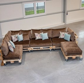 Golden Garden Paletové sedenie GG93/1 - Podsedáky a Vankúše "FIT IN" 120cm x 80cm x 15cm - penový granulát - capuccino