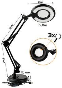 BERGE Stolná LED lampa 8W CCT čierna