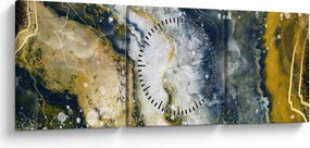 Obraz - Zlatá abstrakcia (s hodinami) (90x30 cm)