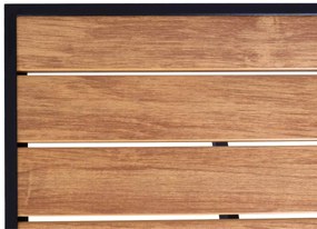 Záhradný stôl HWC-J95, hliník vzhľad dreva - čierna, teak hnedá