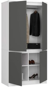 Skriňa S 90 4D CLP biela / grafitová / sivá