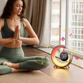 Immax 08985L-LED RGBW stmievateľná stolná lampa s budíkom LED/20W/5V USB striebo