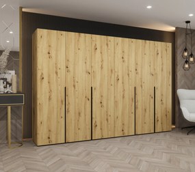 Šatníková skriňa 300 cm Alice 1 (dub artisan + čierna). Akcia -20%. Vlastná spoľahlivá doprava až k Vám domov. 1126135