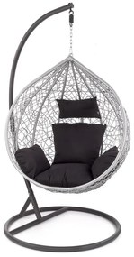 ZÁHRADNÉ ZÁVESNÉ KRESLO TRIS ŠEDÉ + ČIERNY RÁM