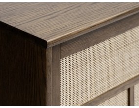 Tmavohnedá nízka komoda v dekore duba s posuvnými dverami 180x80 cm Barrali – Unique Furniture