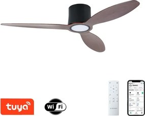ZEVENTI - stropný LED ventilátor VENTORA LED/24W/230V Wi-Fi Tuya čierna/orech + diaľkové ovládanie