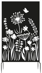 Čierna kovová balkónová zástena 100x186 cm Flowers – Esschert Design