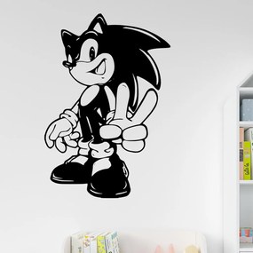 Veselá Stena Samolepka na stenu na stenu Postava Ježko Sonic Farba: černá