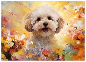 Sklenený obraz - Šťastný pes (70x50 cm)