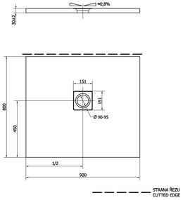 Polysan Polysan, FLEXIA sprchová vanička z liateho mramoru s možnosťou úpravy rozmeru 90x80x3cm, 72927