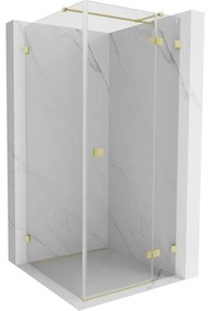 Mexen Lunar T, výklopný sprchový kút pravý 110 x 110 cm, 8mm číre sklo, zlatý kartáčovaný - 834T-110-110-55-00-P