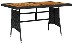 vidaXL Záhradný stôl čierny 130x70x72 cm polyratan a akáciový masív