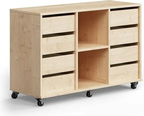 Študentská úložná skrinka CASPER, 8 zásuviek, 2 priehradky, breza