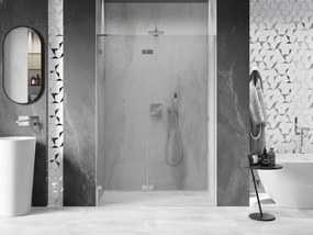 Mexen, Mexen Lunar L Otočné ľavé sprchové dvere 130 cm, transparentné, brúsený nikel - 834L-130-000-97-00-L