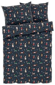 Livarno home Posteľná vianočná bielizeň z mikrovlákna, 200 x 220 cm (navy modrá)  (100396369)