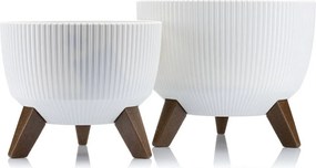 PLASTOVÝ KVETINÁČ ROSA LINEA ECO SADA 2KS 15X24,3 CM+18,3X29,2 CM BIELA