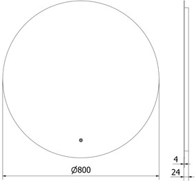 Mexen Erg, okrúhle LED podsvietené kúpeľňové zrkadlo 80 cm, 6000K, vykurovacia podložka proti zahmlievaniu, 9823-080-080-611-00