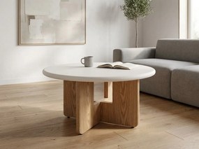 Okrúhly konferenčný stolík AZONE, ecru/dub