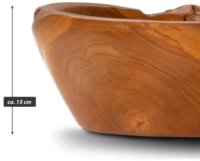 Drevené umývadlo DIVERO, masívne teakové drevo, Ø 39-40 cm